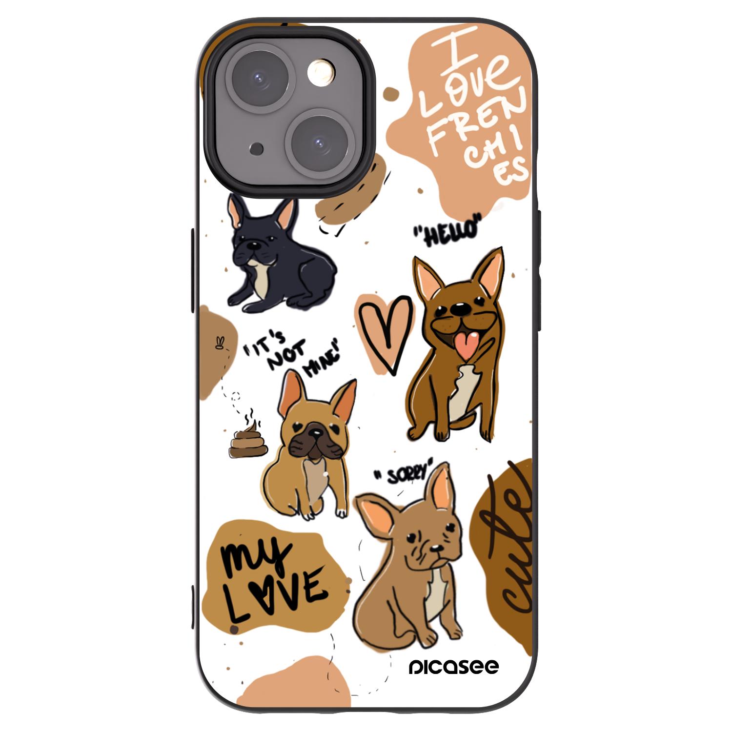 Picasee Μαύρη θήκη σιλικόνης για Apple iPhone 15 - Frenchies