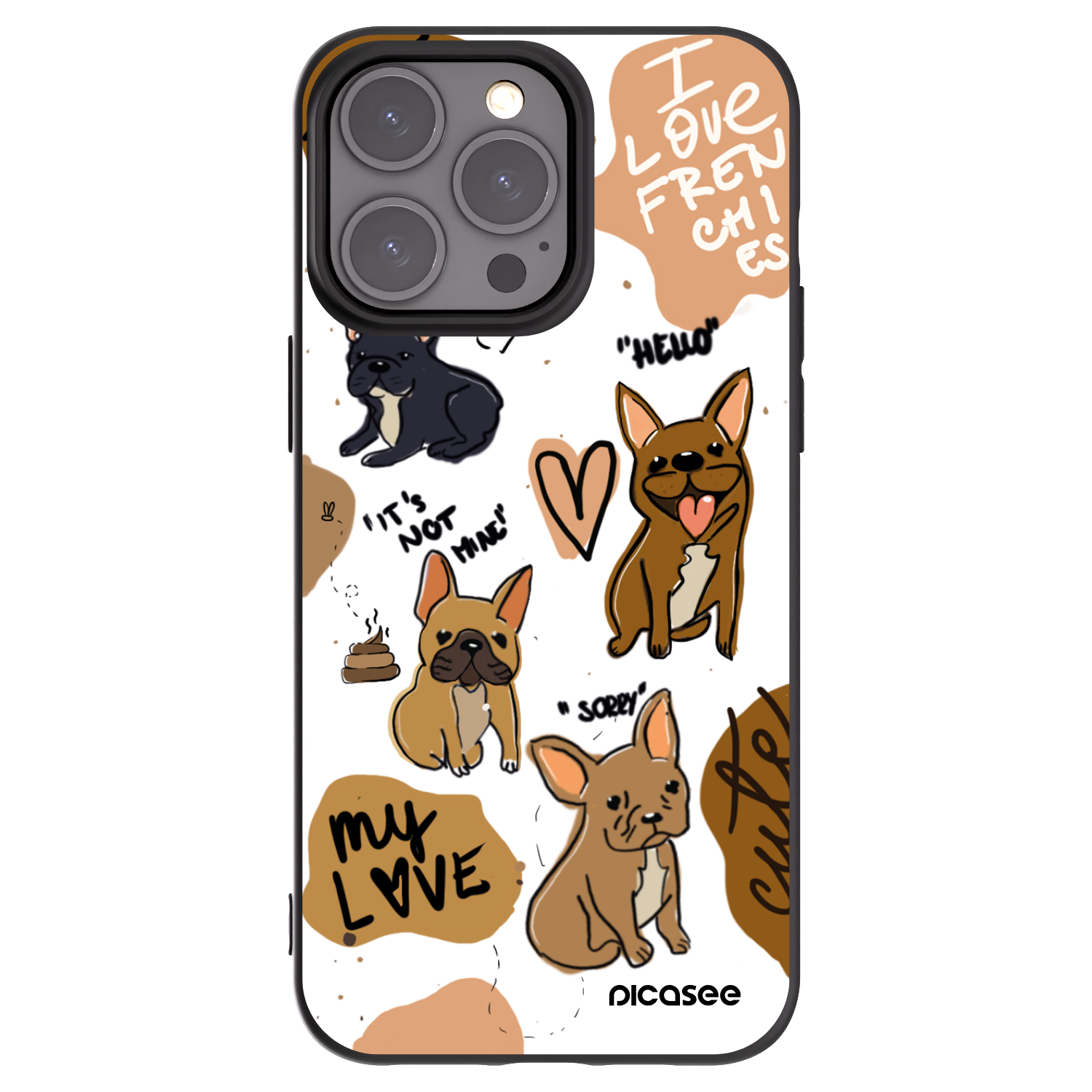 Picasee Μαύρη θήκη σιλικόνης για Apple iPhone 15 Pro Max - Frenchies
