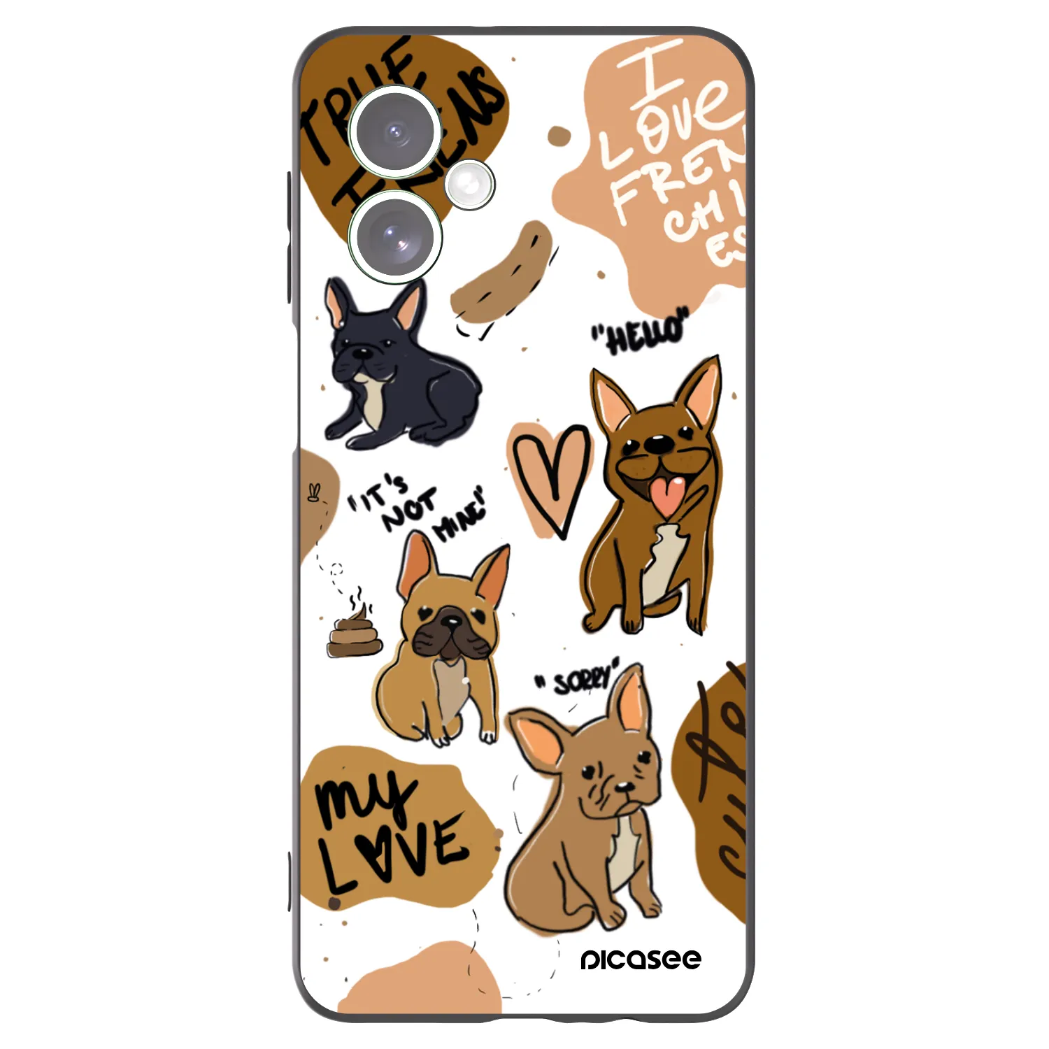 Picasee Μαύρη θήκη σιλικόνης για Motorola Moto G54 5G - Frenchies