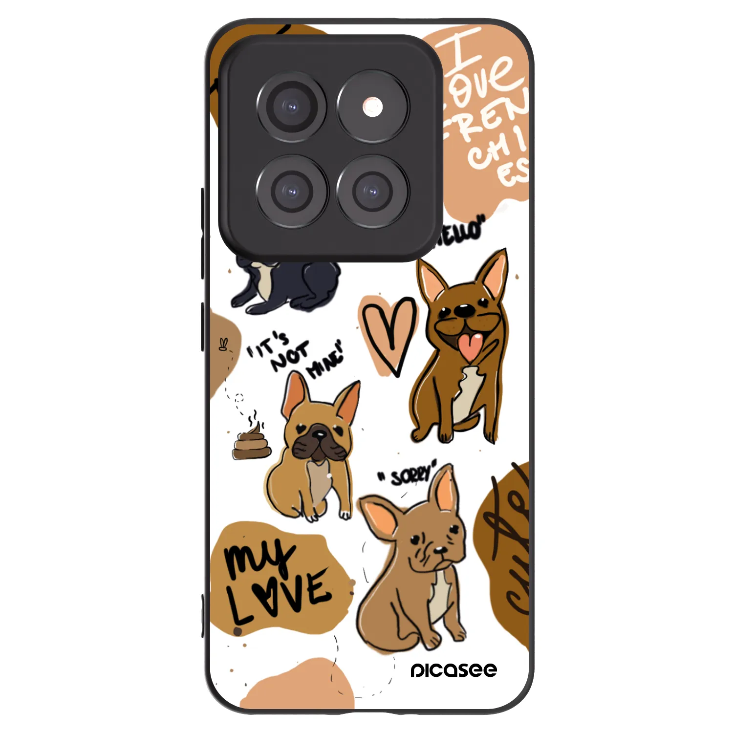 Picasee Μαύρη θήκη σιλικόνης για Xiaomi 14 Pro - Frenchies