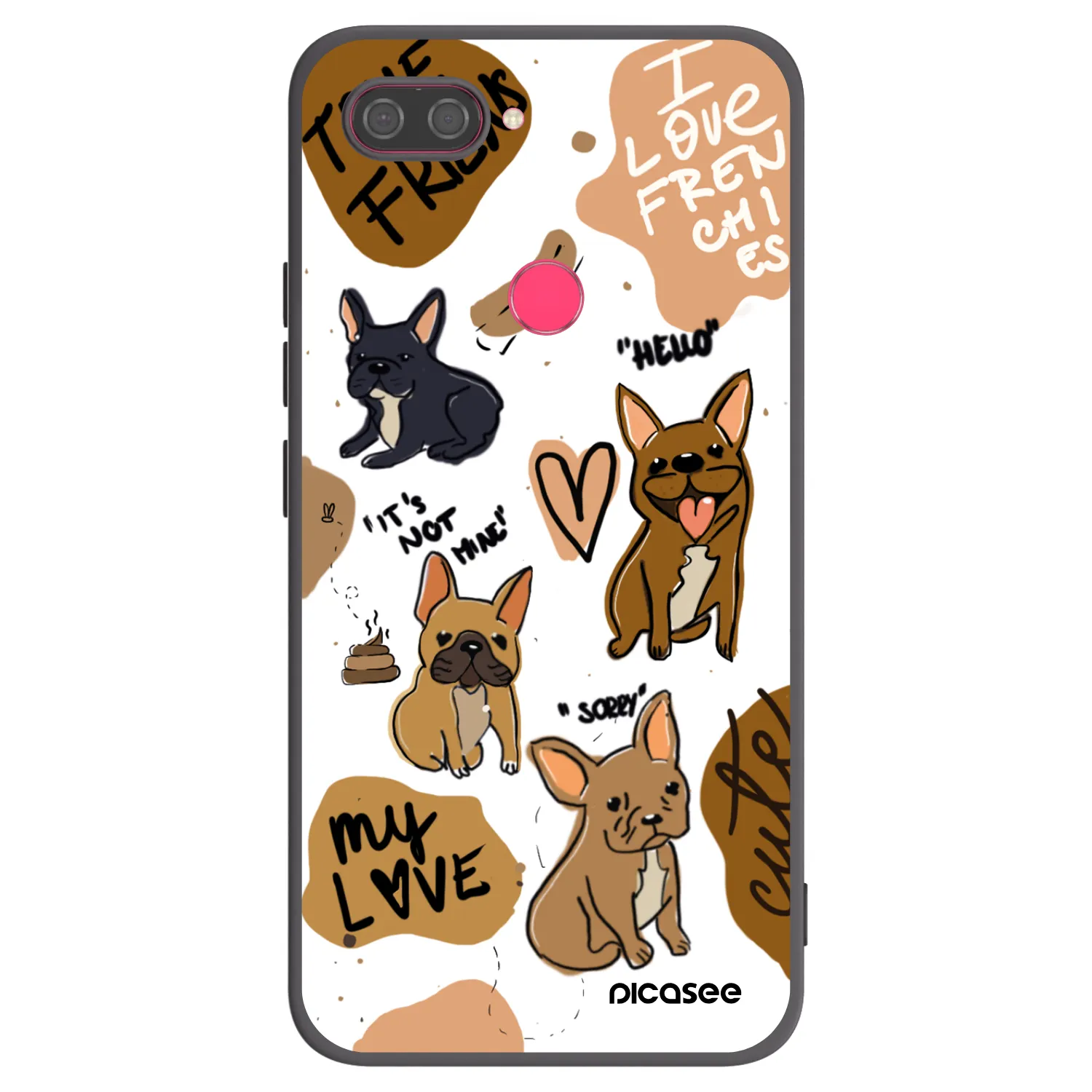 Picasee Μαύρη θήκη σιλικόνης για Xiaomi Mi 8 Lite - Frenchies