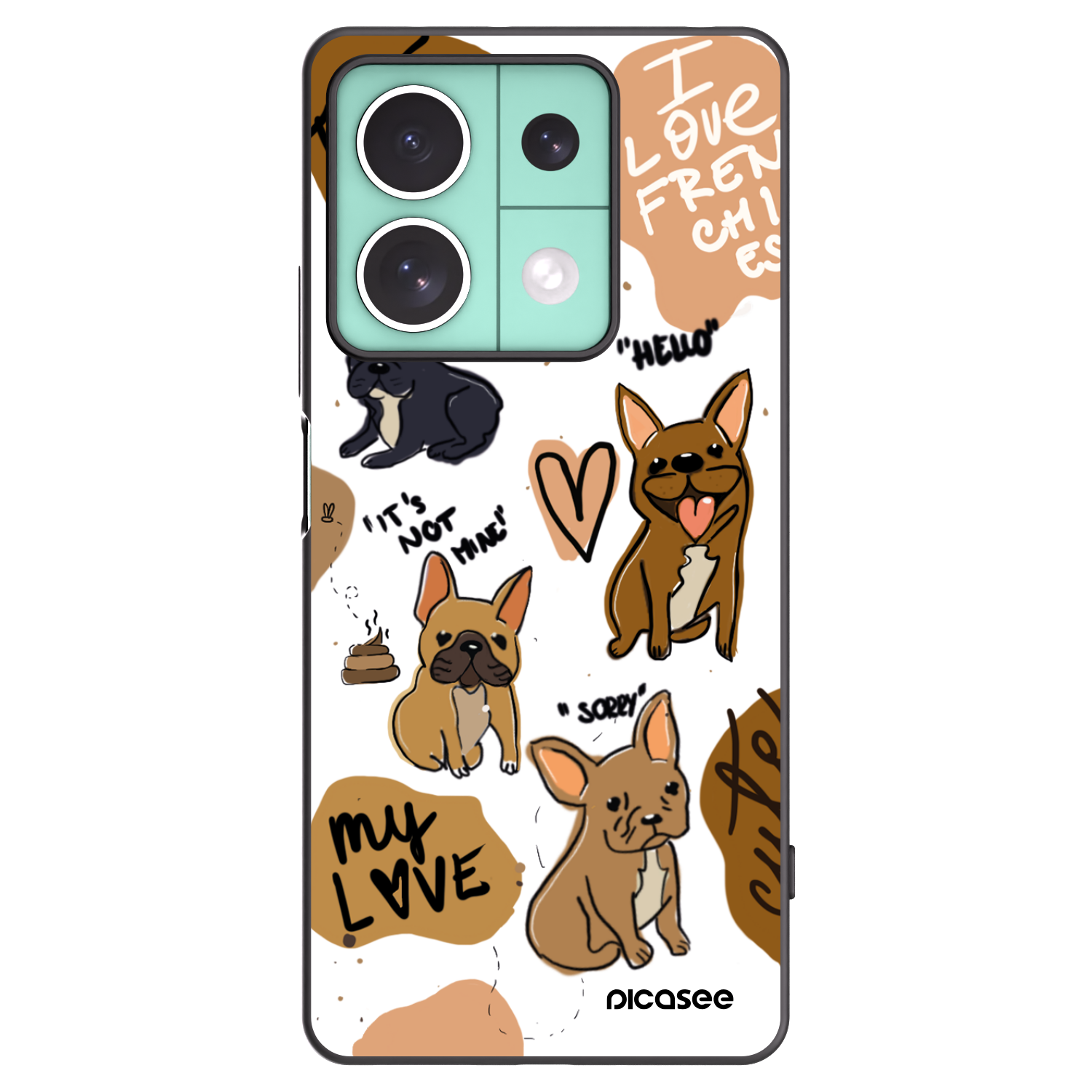 Picasee Μαύρη θήκη σιλικόνης για Xiaomi Redmi Note 13 5G - Frenchies