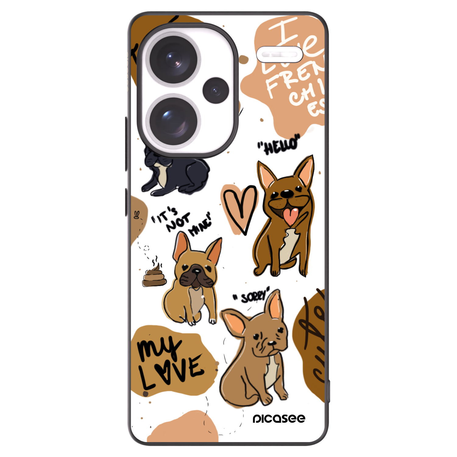 Picasee Μαύρη θήκη σιλικόνης για Xiaomi Redmi Note 13 Pro+ 5G - Frenchies