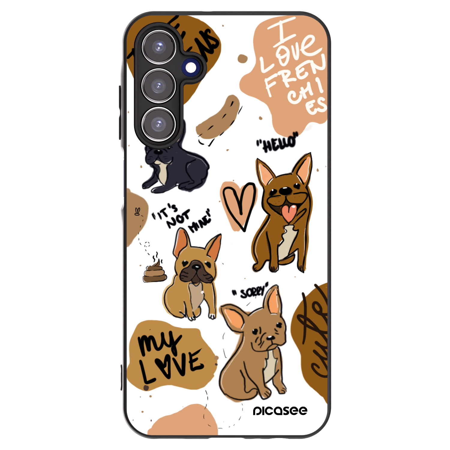 Picasee Μαύρη θήκη σιλικόνης για Samsung Galaxy A15 A156B 5G - Frenchies