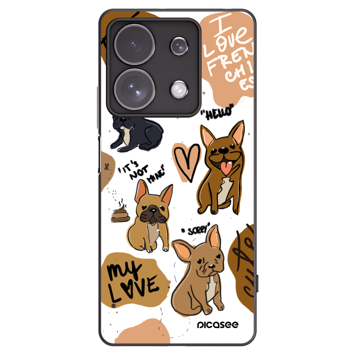 Picasee Μαύρη θήκη σιλικόνης για Xiaomi Redmi Note 13 Pro 4G - Frenchies