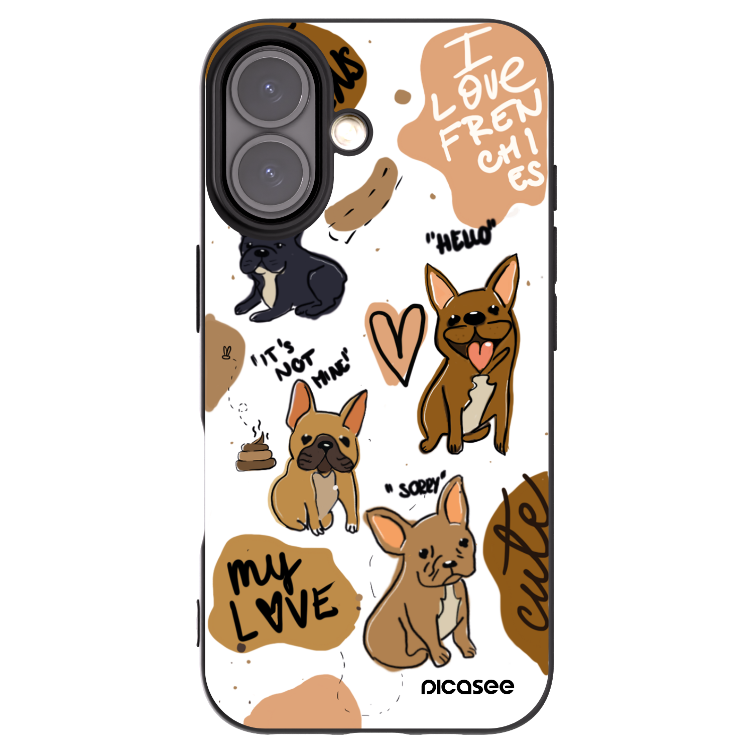 Picasee Μαύρη θήκη σιλικόνης για Apple iPhone 16 - Frenchies