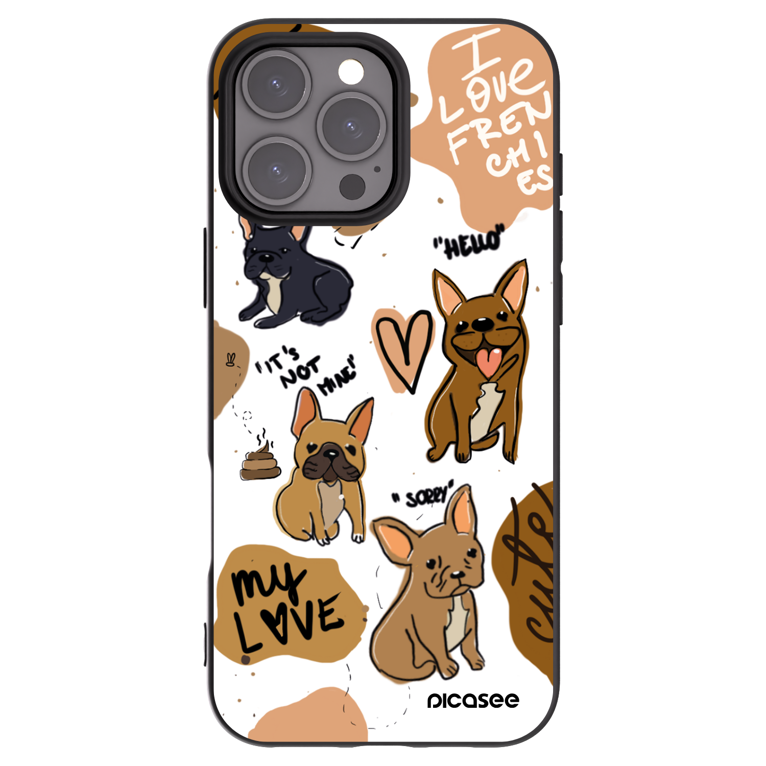 Picasee Μαύρη θήκη σιλικόνης για Apple iPhone 16 Pro Max - Frenchies