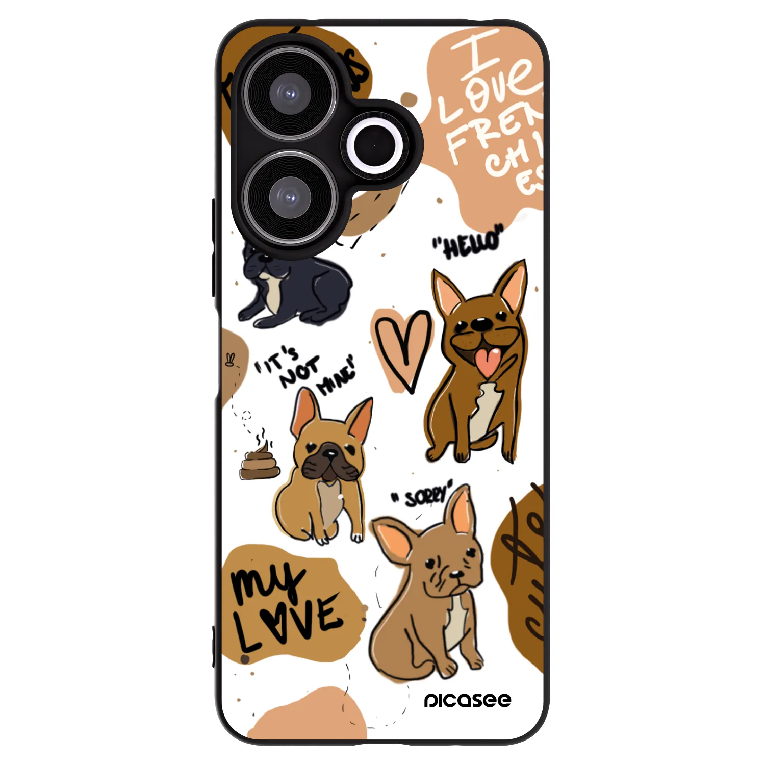 Picasee Μαύρη θήκη σιλικόνης για Xiaomi Redmi 13 4G - Frenchies