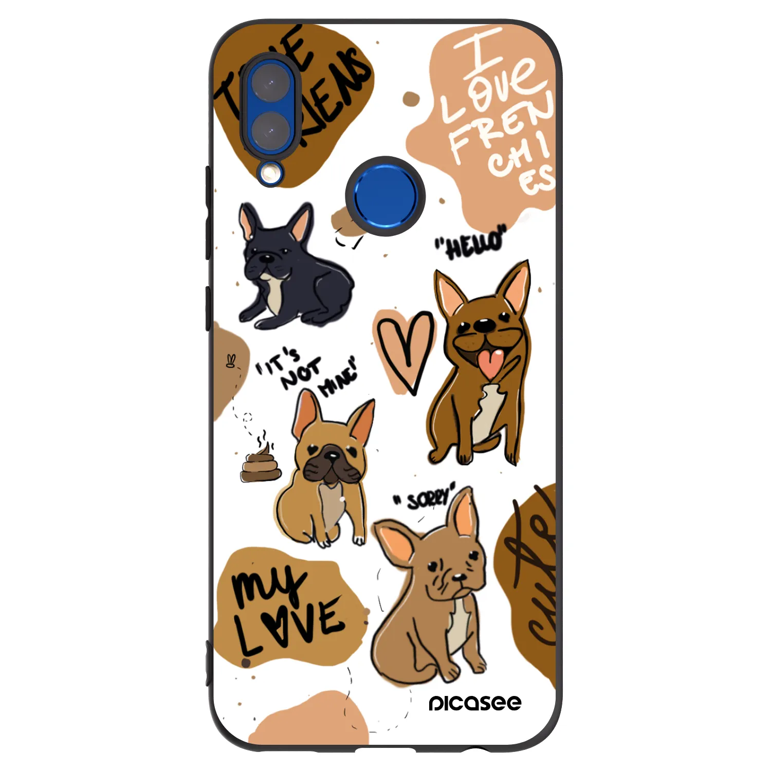 Picasee Μαύρη θήκη σιλικόνης για Huawei P Smart 2019 - Frenchies