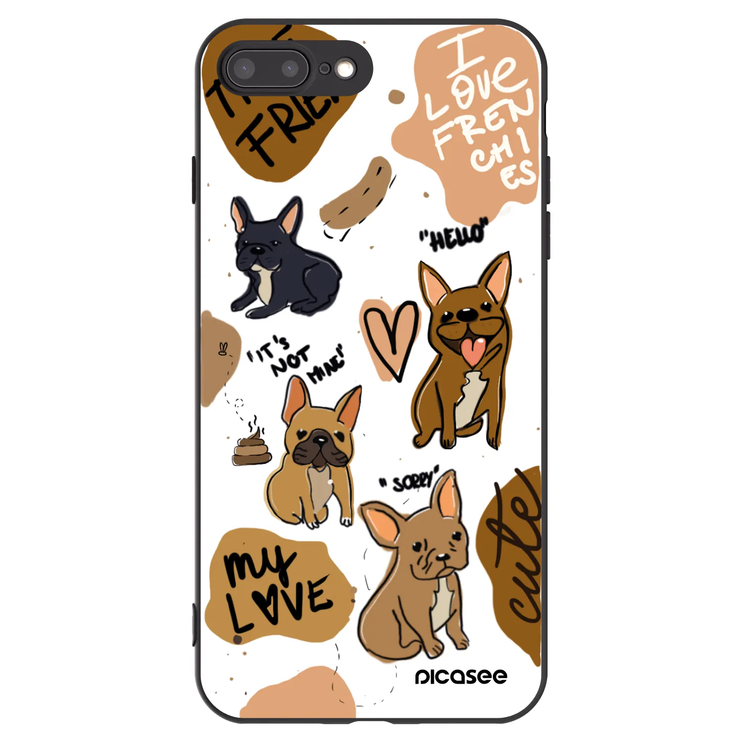 Picasee Μαύρη θήκη σιλικόνης για Apple iPhone 8 Plus - Frenchies