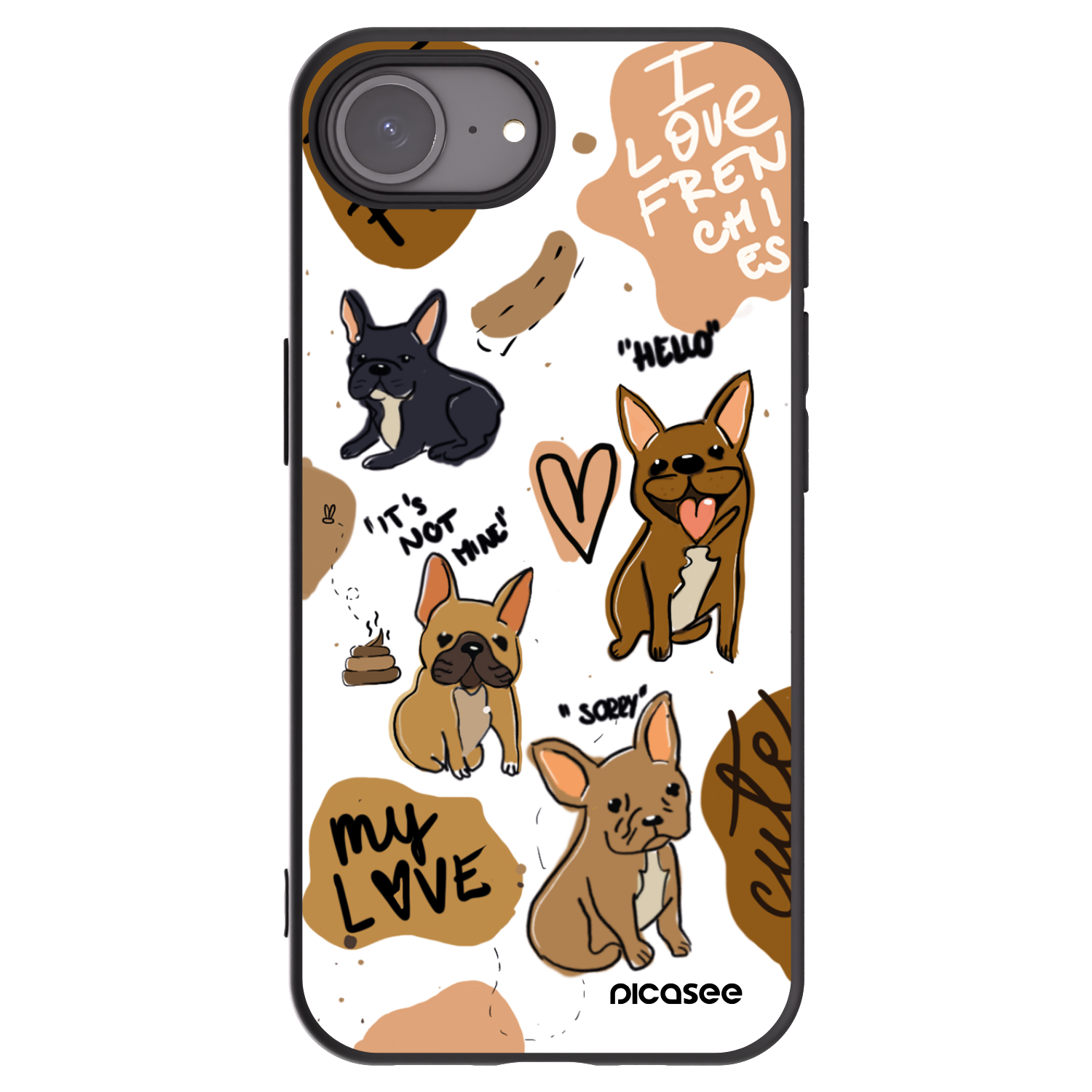 Picasee Μαύρη θήκη σιλικόνης για Apple iPhone 16e - Frenchies