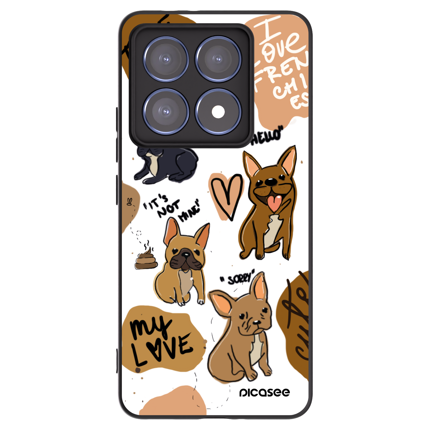 Picasee Μαύρη θήκη σιλικόνης για Xiaomi 14T Pro - Frenchies