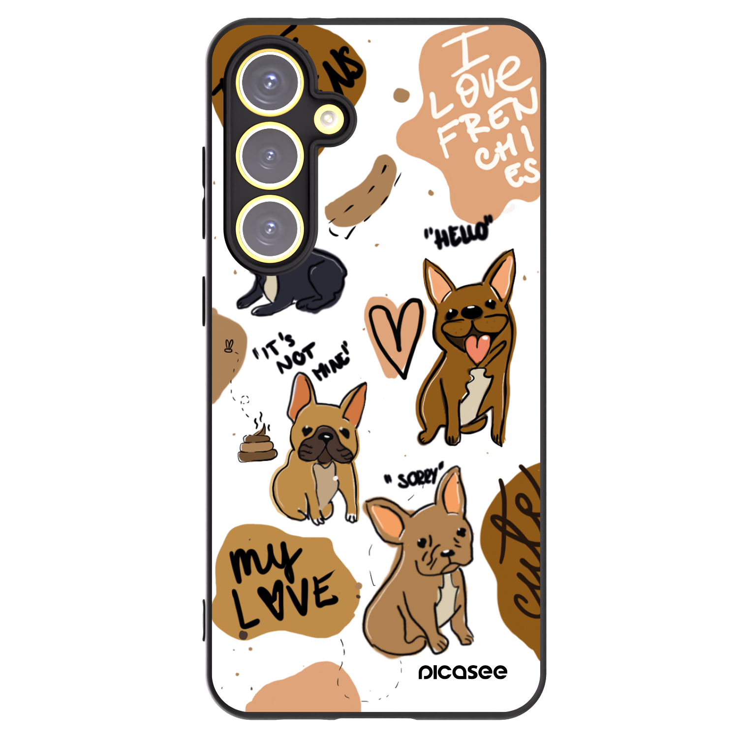 Picasee Μαύρη θήκη σιλικόνης για Samsung Galaxy S24 FE S721B - Frenchies