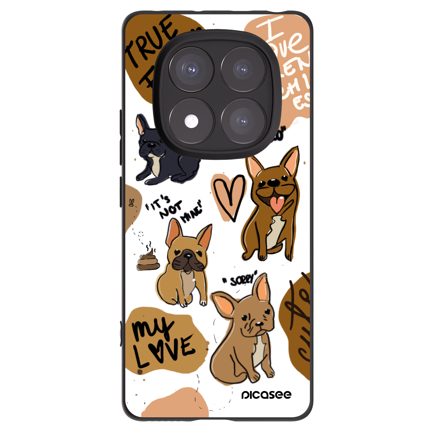 Picasee Μαύρη θήκη σιλικόνης για Xiaomi Redmi Note 14 Pro+ 5G - Frenchies