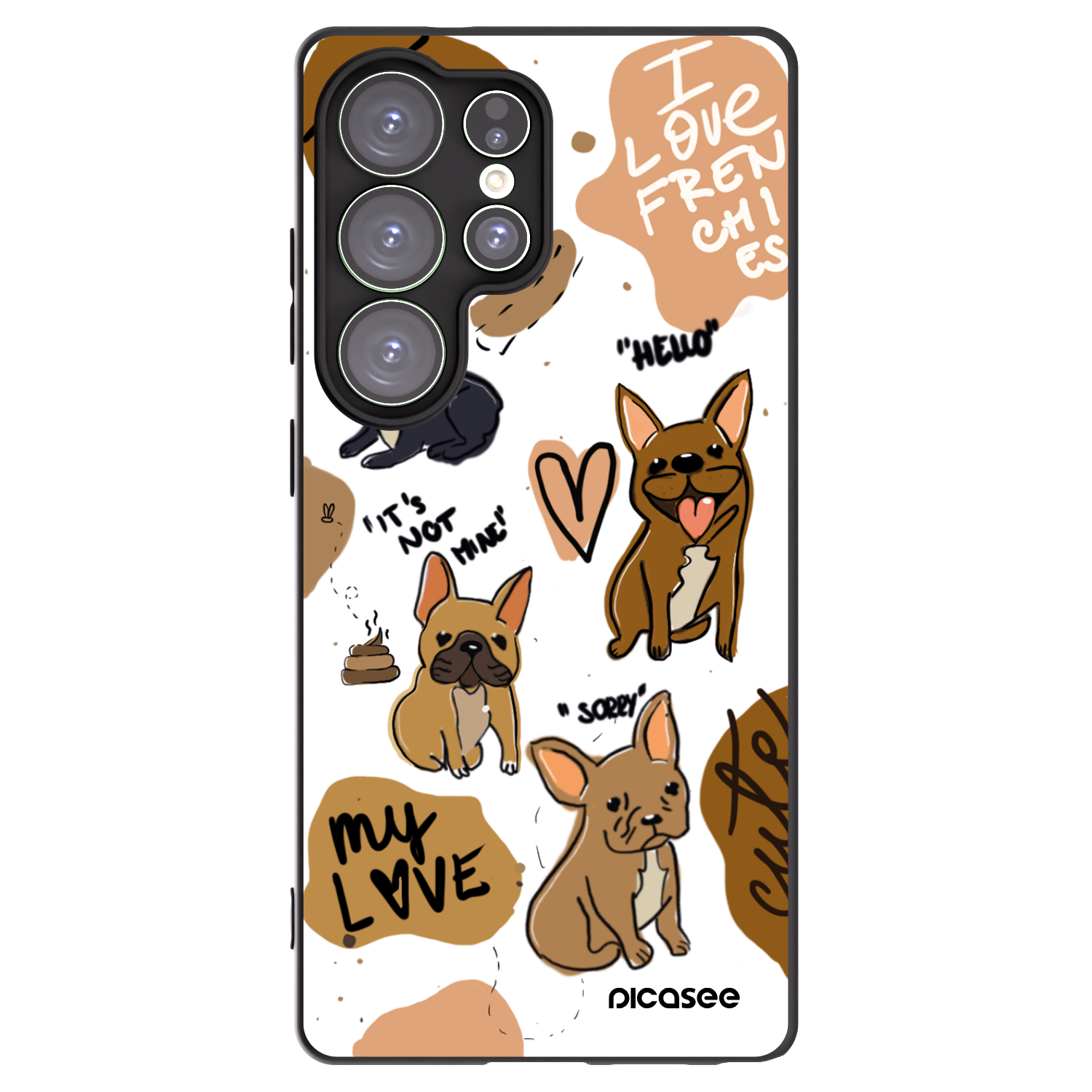 Picasee Μαύρη θήκη σιλικόνης για Samsung Galaxy S25 Ultra 5G - Frenchies