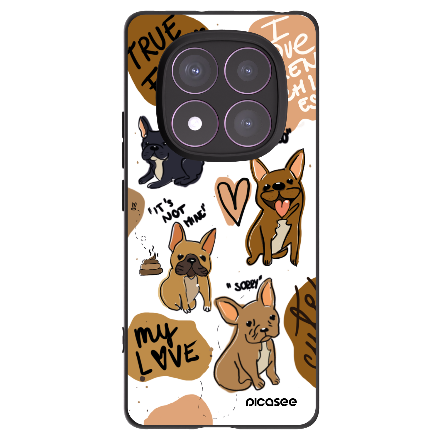 Picasee Μαύρη θήκη σιλικόνης για Xiaomi Redmi Note 14 Pro 4G - Frenchies