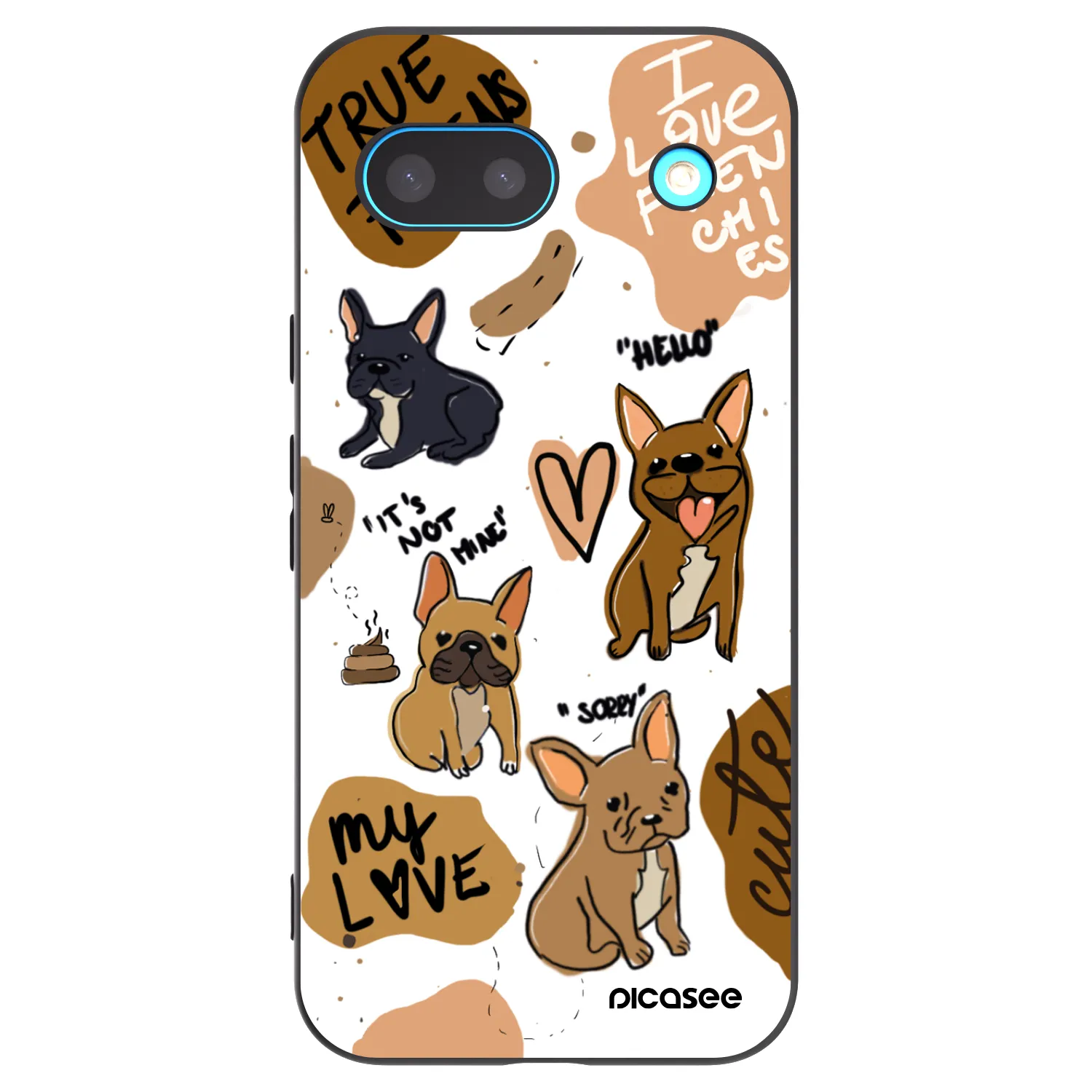 Picasee Μαύρη θήκη σιλικόνης για Google Pixel 8a - Frenchies