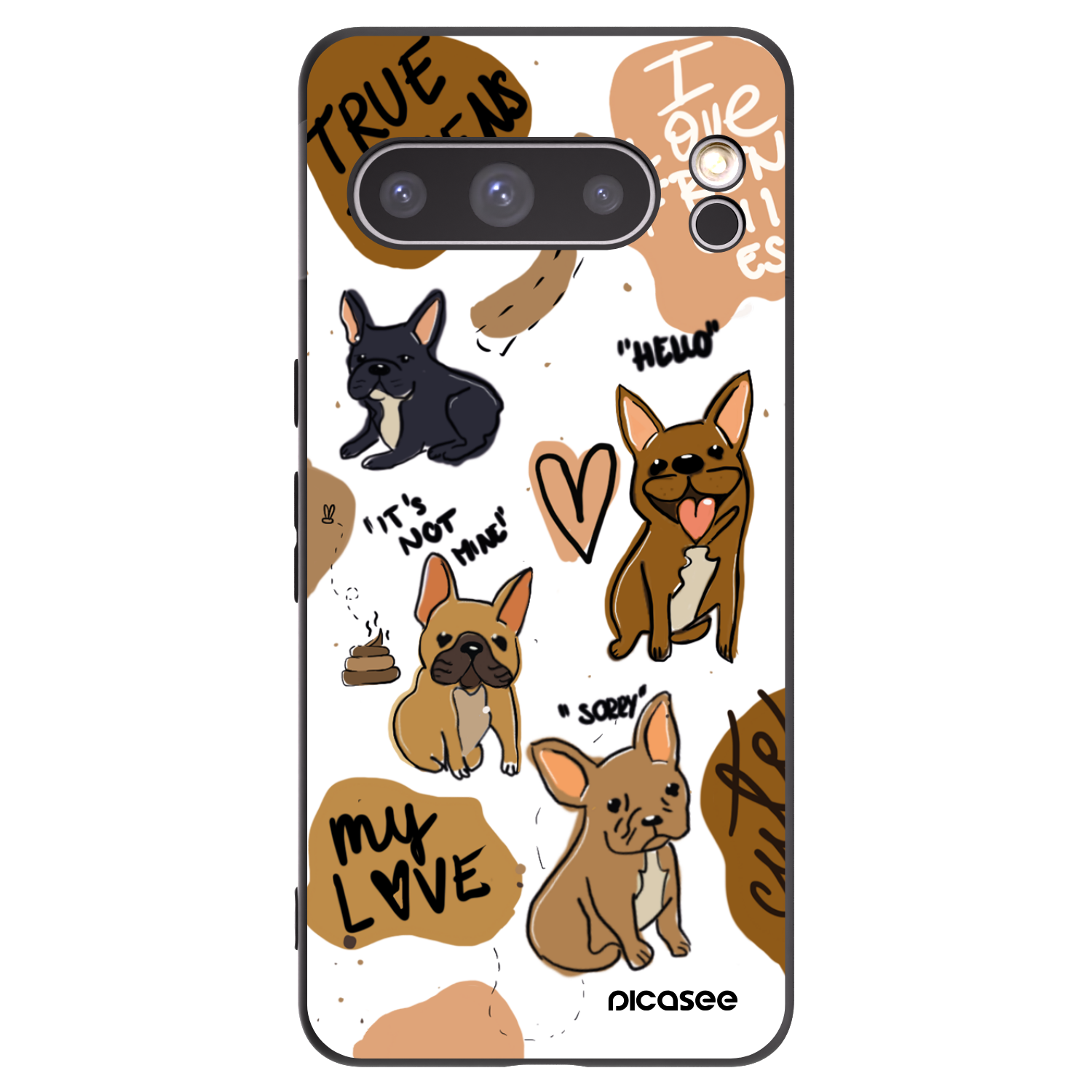 Picasee Μαύρη θήκη σιλικόνης για Google Pixel 8 Pro - Frenchies