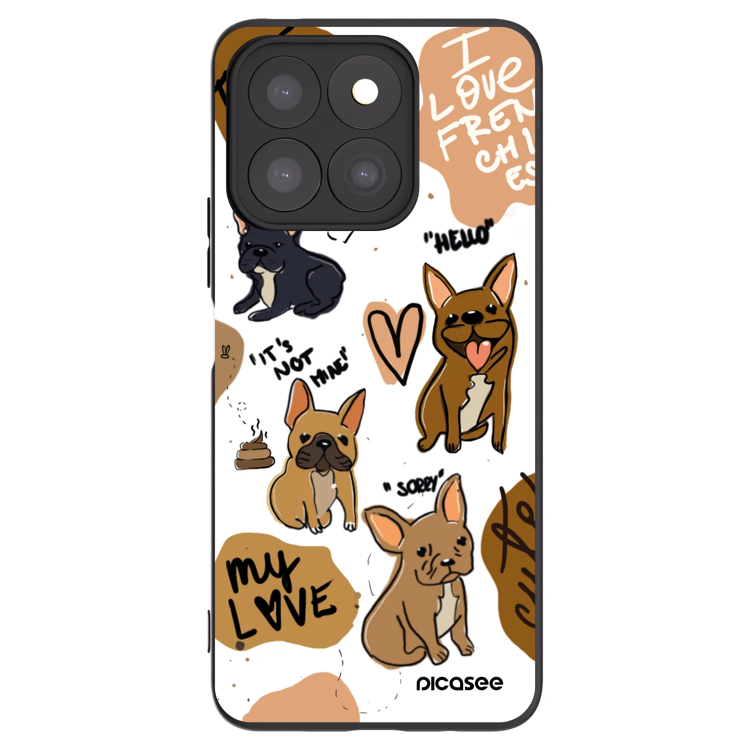 Picasee Μαύρη θήκη σιλικόνης για Honor X8c - Frenchies