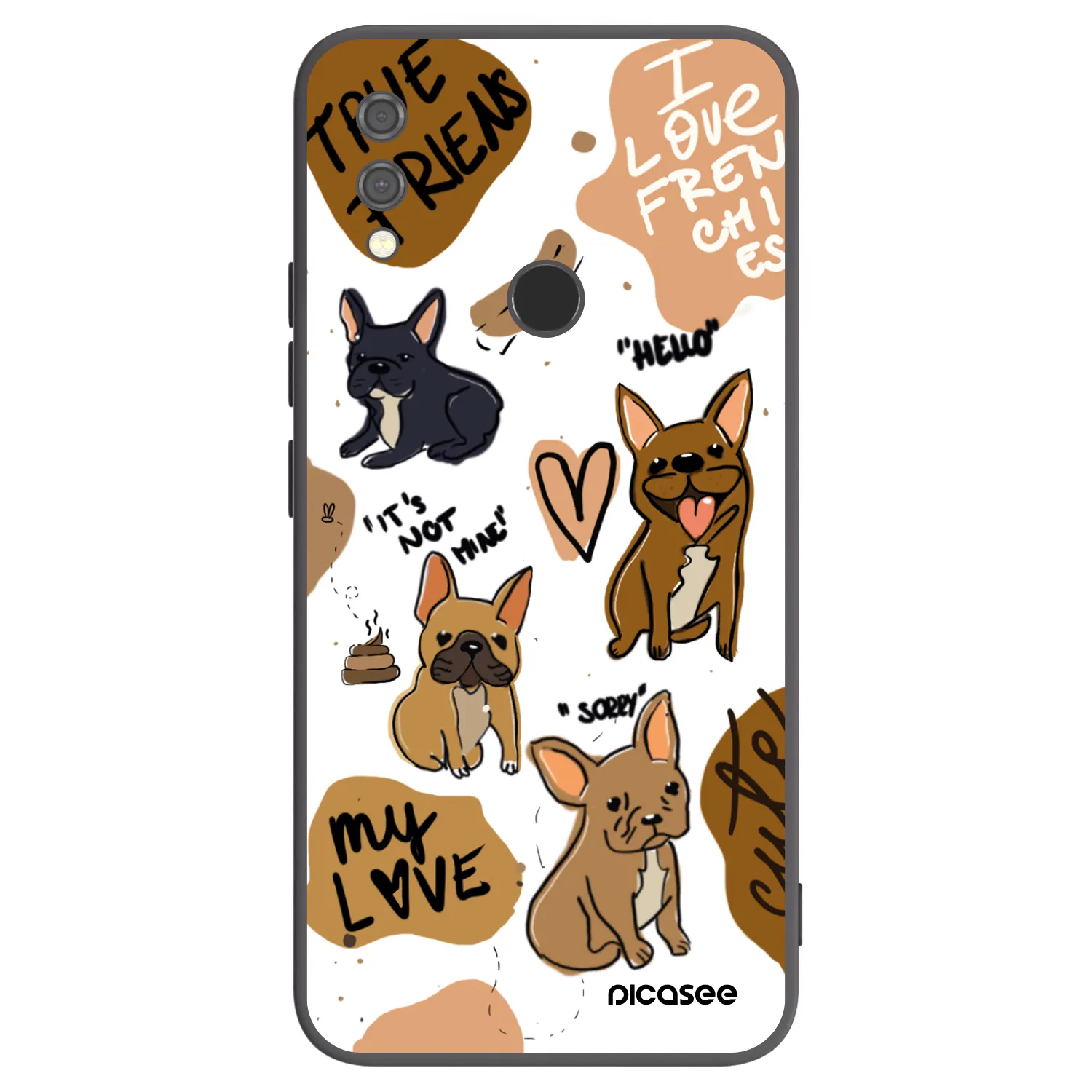 Picasee Μαύρη θήκη σιλικόνης για Xiaomi Redmi Note 7 - Frenchies