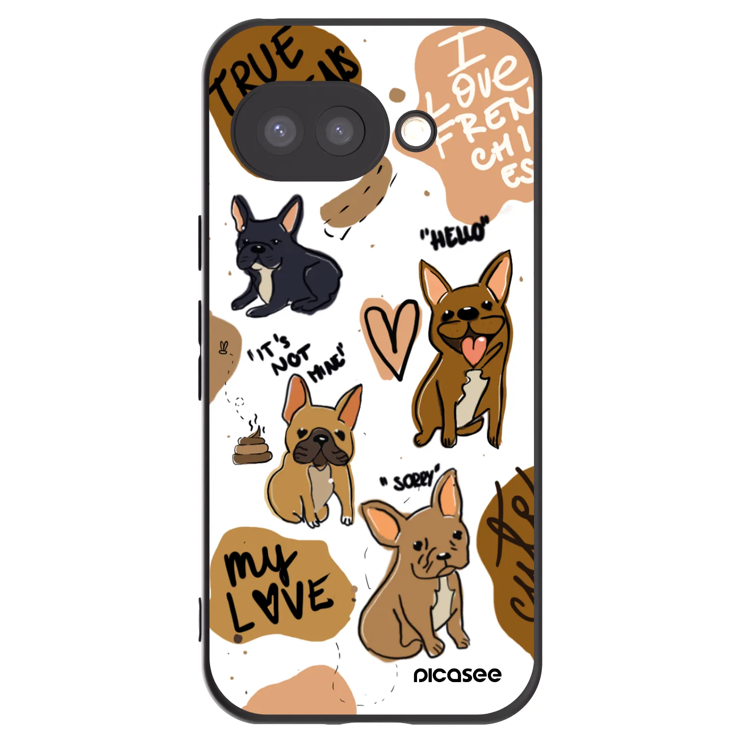 Picasee Μαύρη θήκη σιλικόνης για Google Pixel 9a - Frenchies