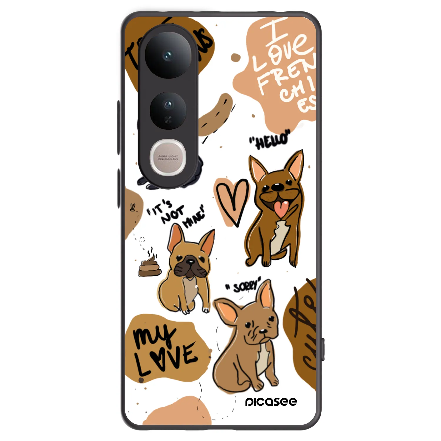 Picasee Μαύρη θήκη σιλικόνης για Vivo V50 Lite 5G - Frenchies