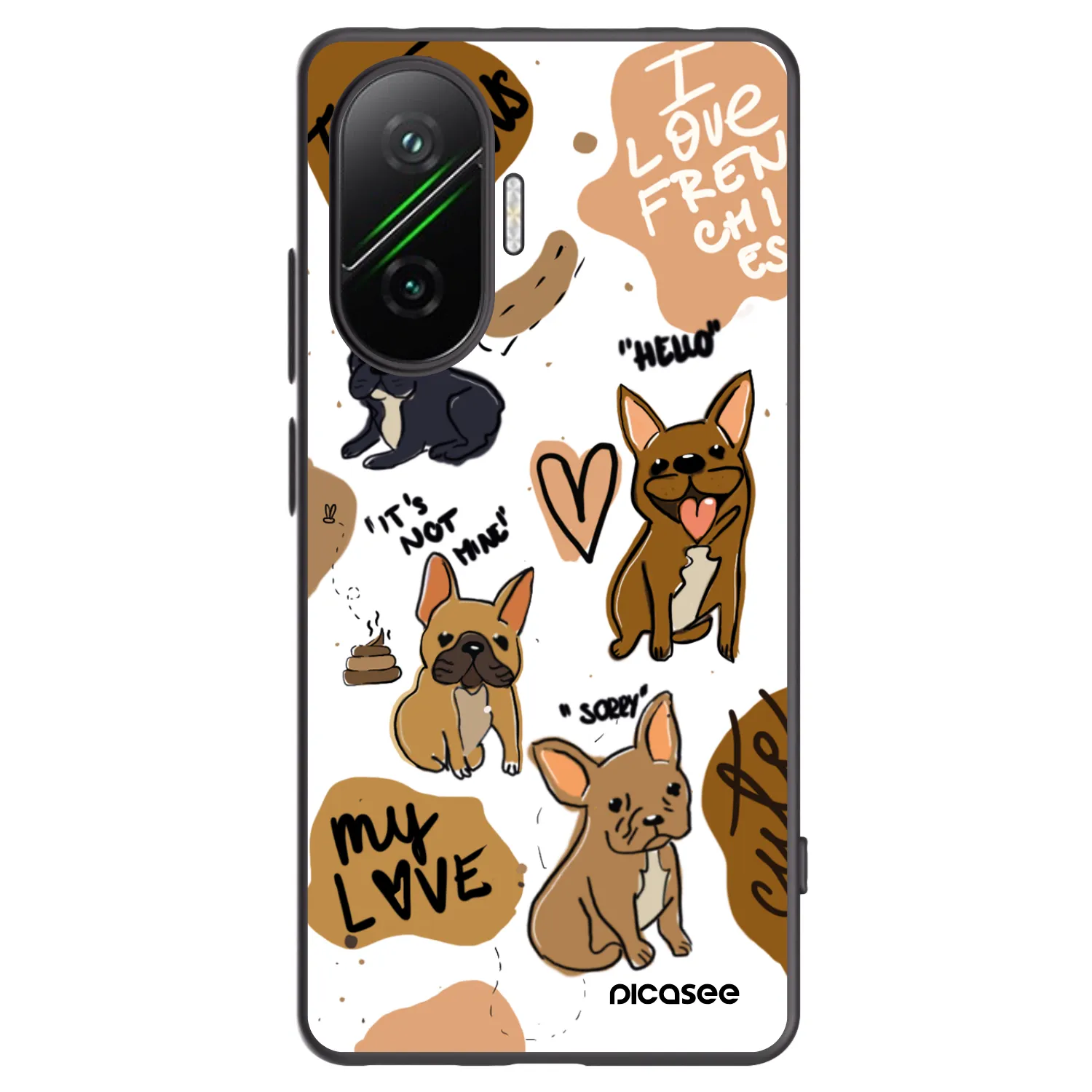 Picasee Μαύρη θήκη σιλικόνης για Xiaomi Poco F7 5G - Frenchies