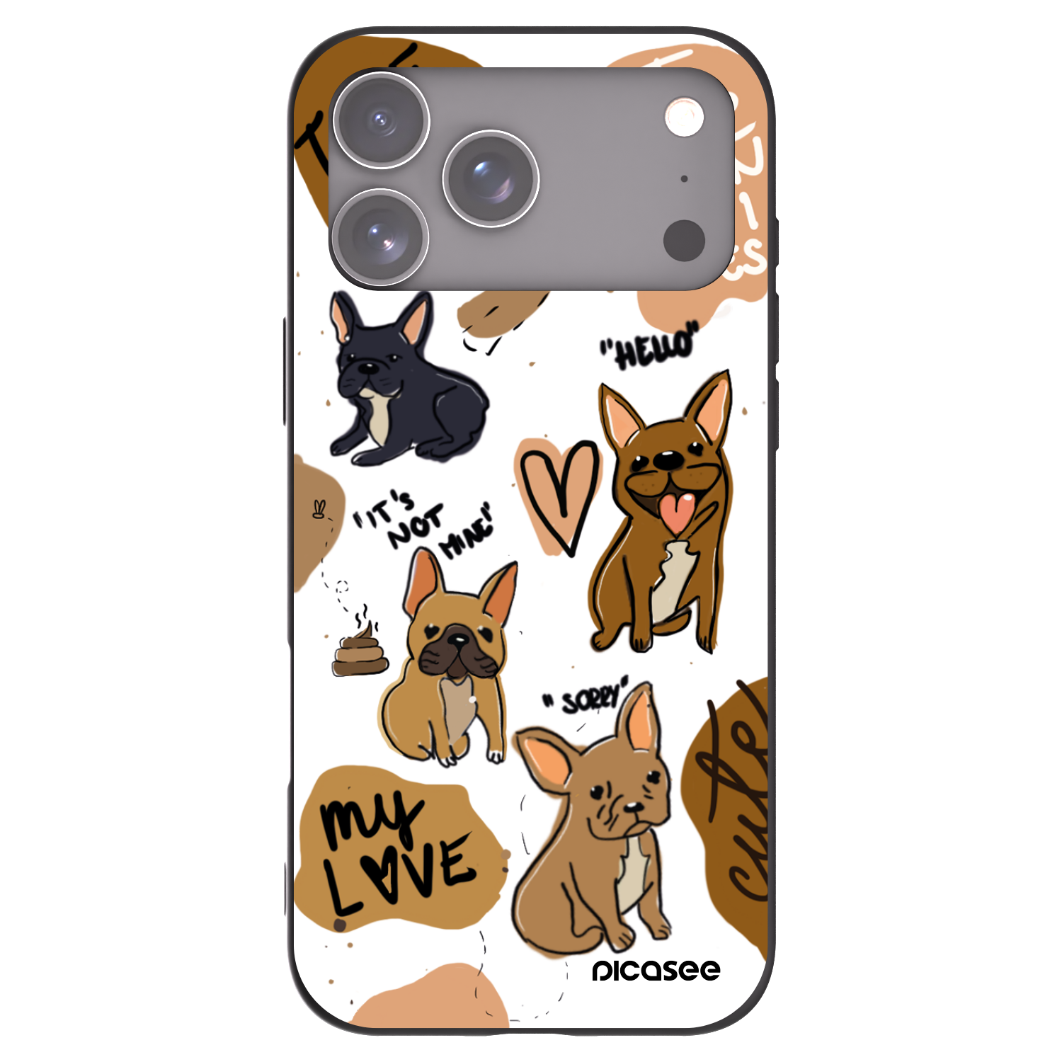 Picasee Μαύρη θήκη σιλικόνης για Apple iPhone 17 Pro Max - Frenchies