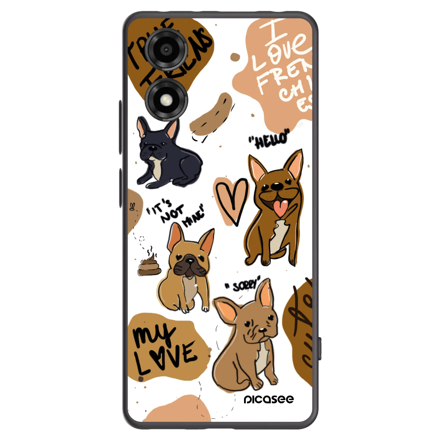 Picasee Μαύρη θήκη σιλικόνης για Motorola Moto E14 - Frenchies