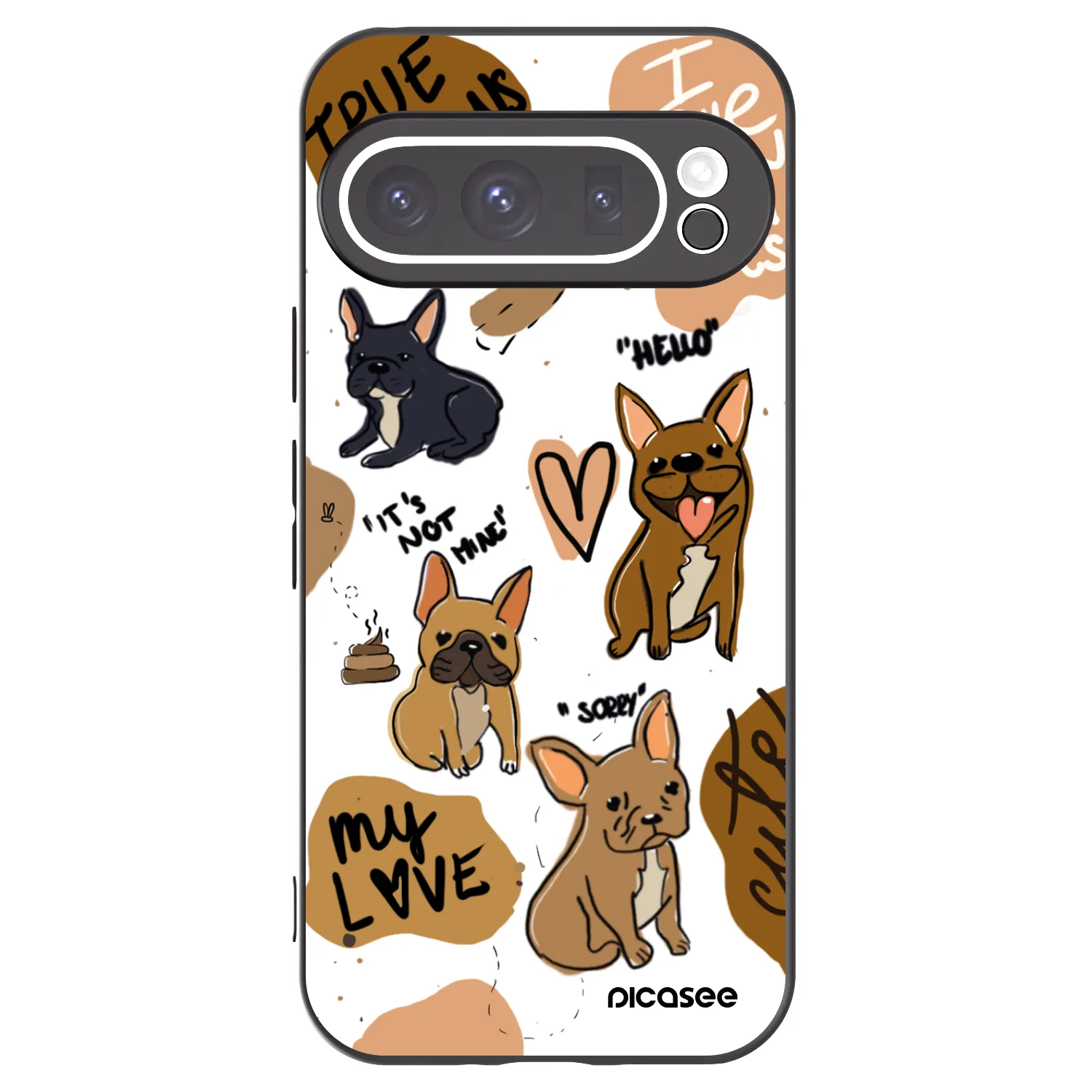 Picasee Μαύρη θήκη σιλικόνης για Google Pixel 9 Pro XL - Frenchies