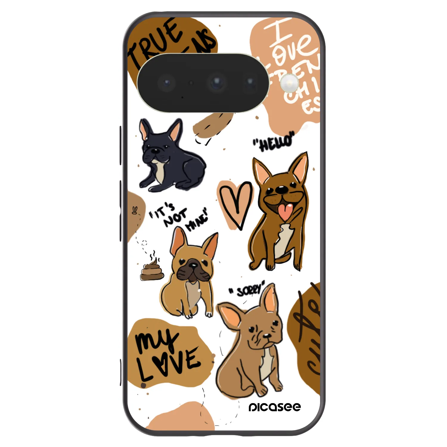 Picasee Μαύρη θήκη σιλικόνης για Google Pixel 10 - Frenchies