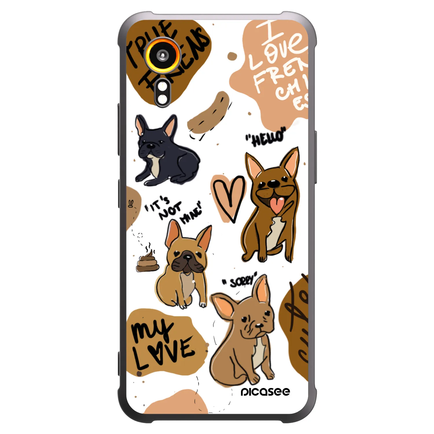 Picasee Μαύρη θήκη σιλικόνης για Samsung Galaxy Xcover 7 - Frenchies