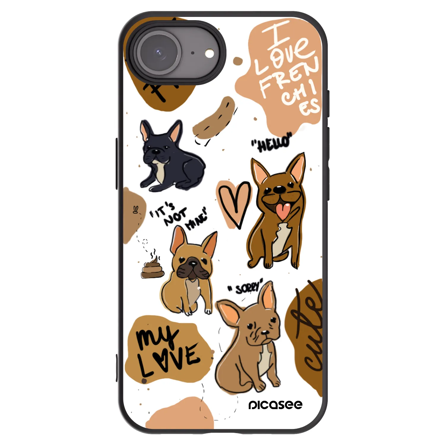 Picasee Μαύρη θήκη σιλικόνης για Apple iPhone 17e - Frenchies