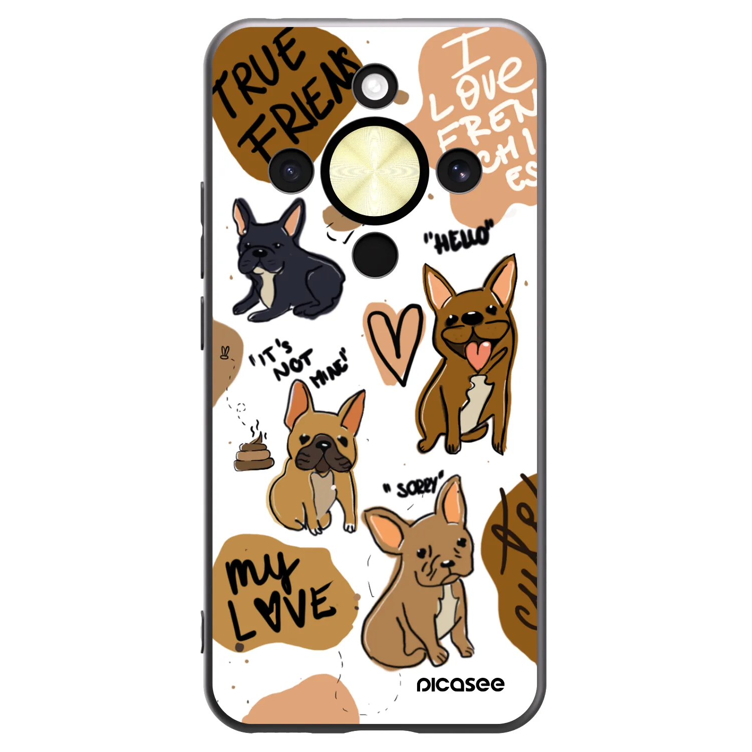 Picasee Μαύρη θήκη σιλικόνης για Honor Magic8 Lite 5G - Frenchies
