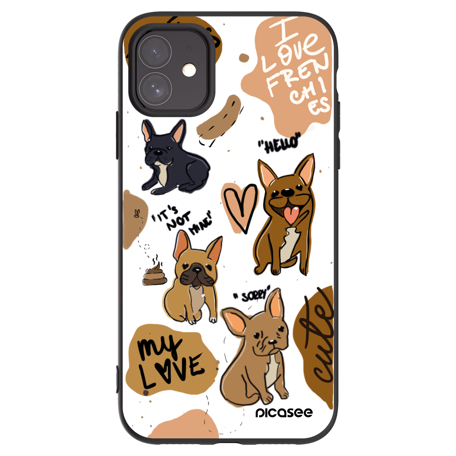 Picasee Μαύρη θήκη σιλικόνης για Apple iPhone 11 - Frenchies