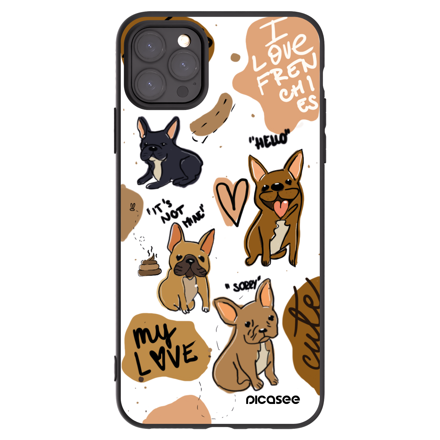 Picasee Μαύρη θήκη σιλικόνης για Apple iPhone 11 Pro Max - Frenchies