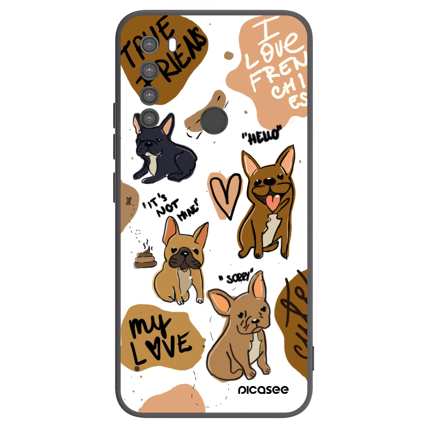 Picasee Μαύρη θήκη σιλικόνης για Xiaomi Redmi Note 8 - Frenchies