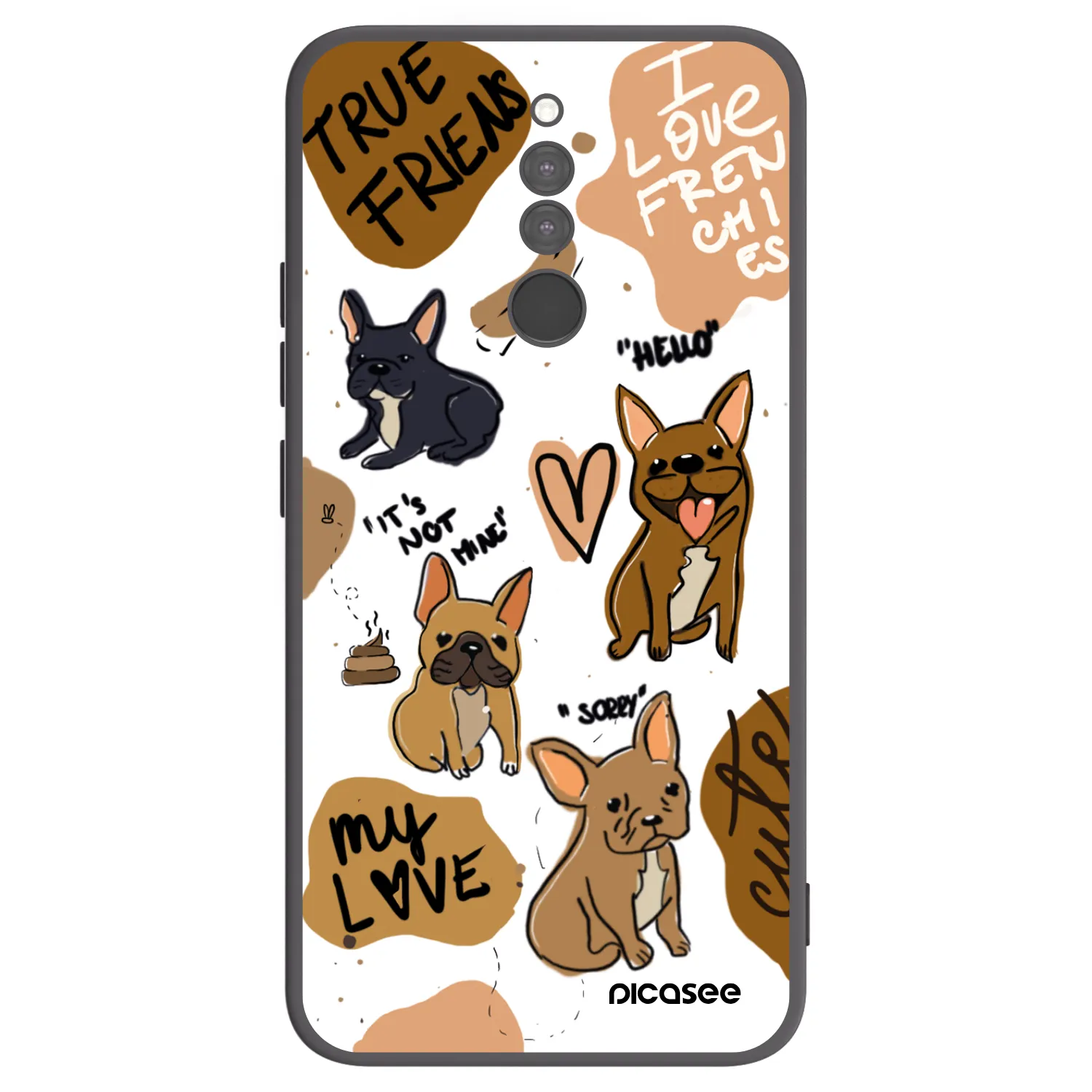 Picasee Μαύρη θήκη σιλικόνης για Xiaomi Redmi 8 - Frenchies