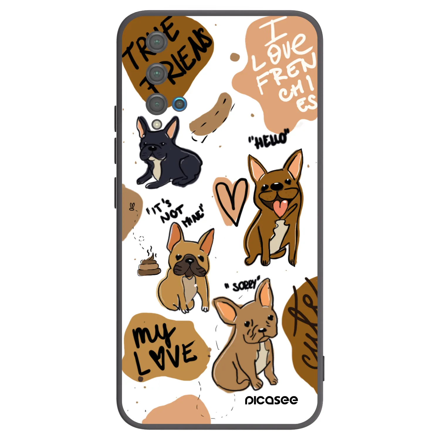 Picasee Μαύρη θήκη σιλικόνης για Huawei Nova 5T - Frenchies