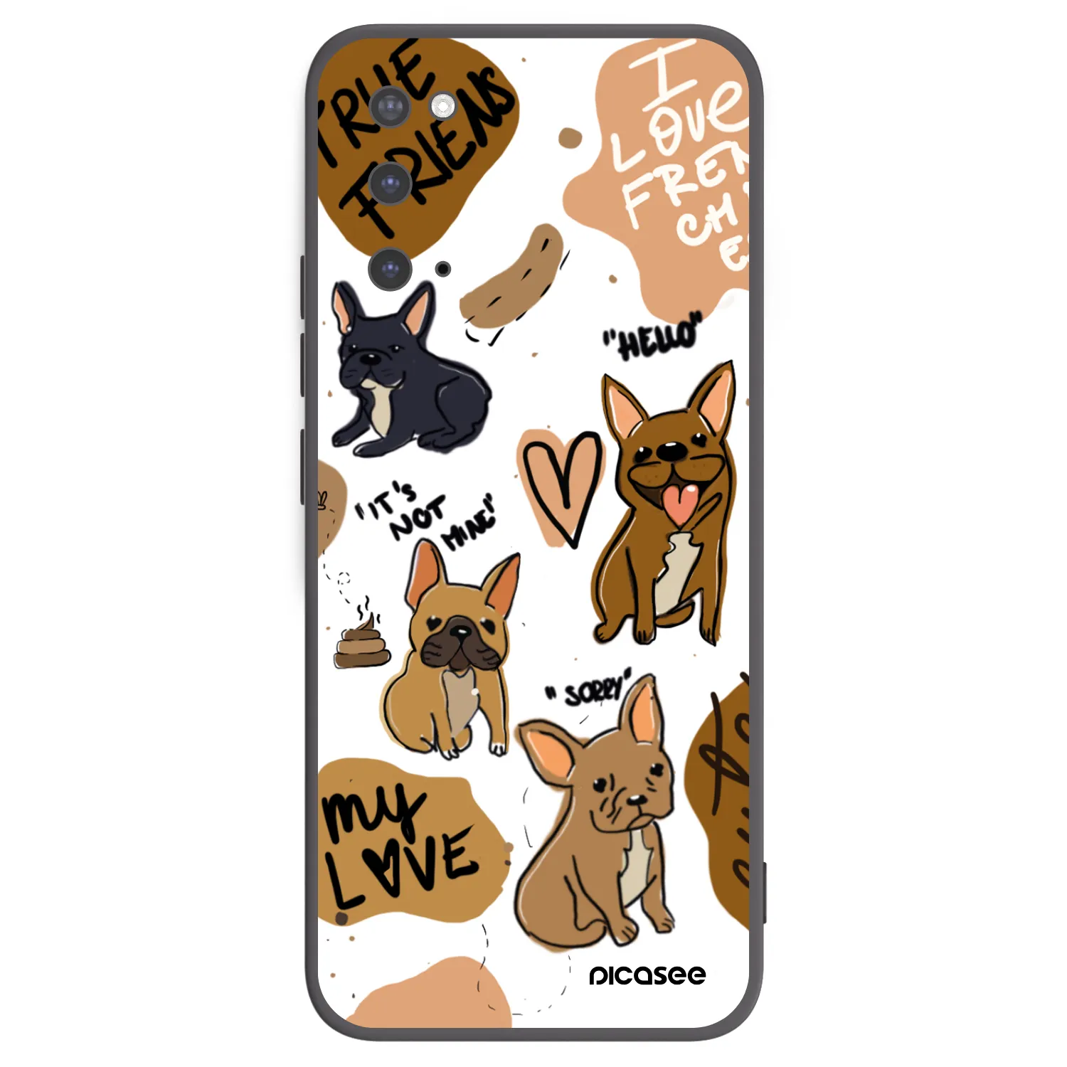 Picasee Μαύρη θήκη σιλικόνης για Samsung Galaxy S20 G980F - Frenchies