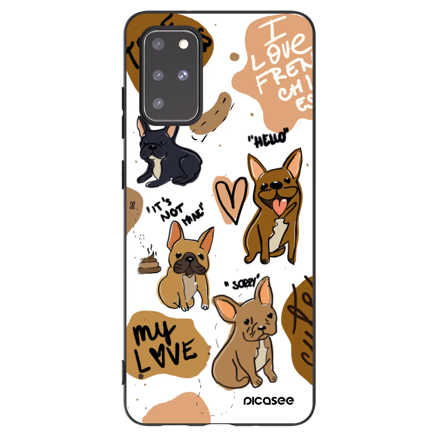 Picasee Μαύρη θήκη σιλικόνης για Samsung Galaxy S20+ G985F - Frenchies