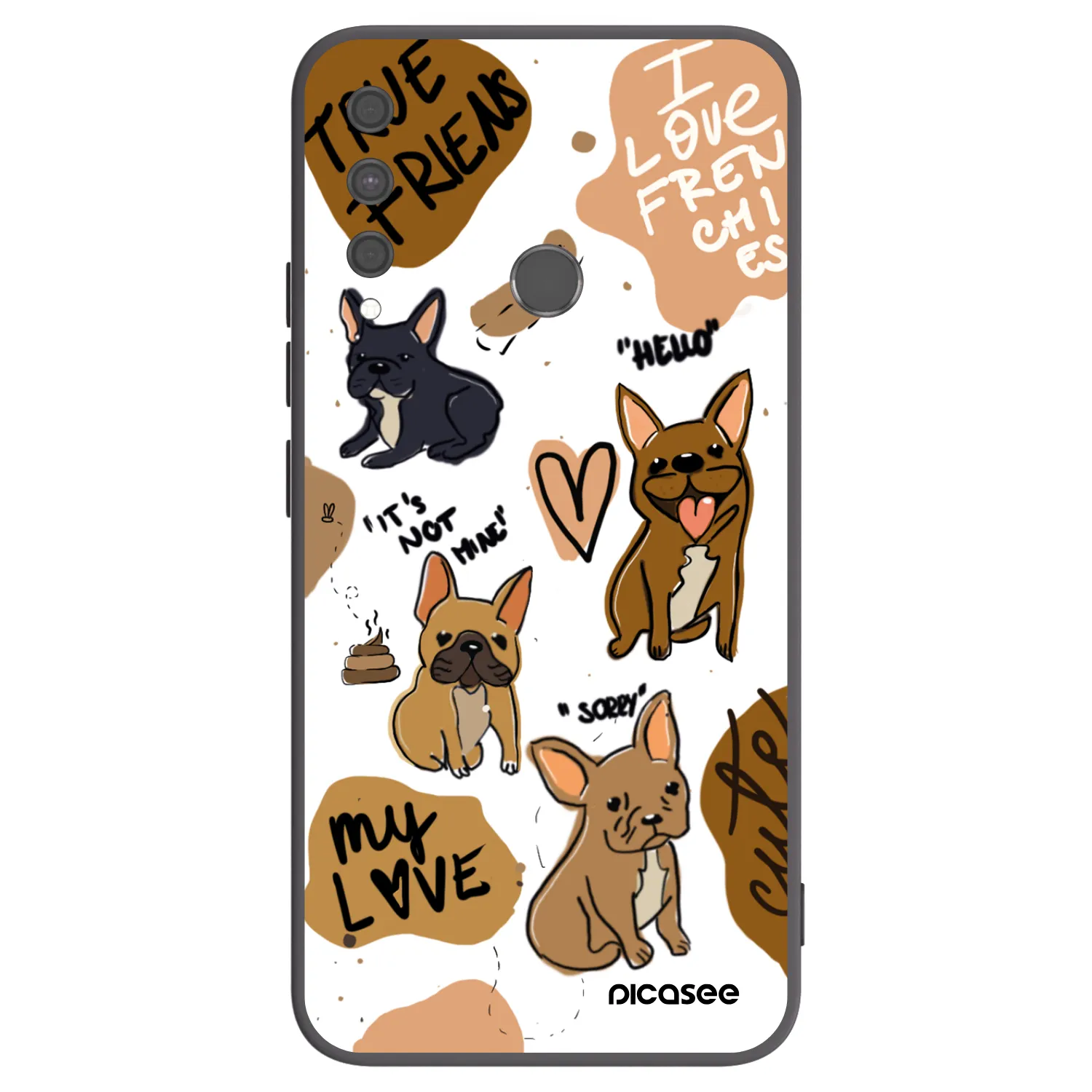 Picasee Μαύρη θήκη σιλικόνης για Huawei P40 Lite E - Frenchies
