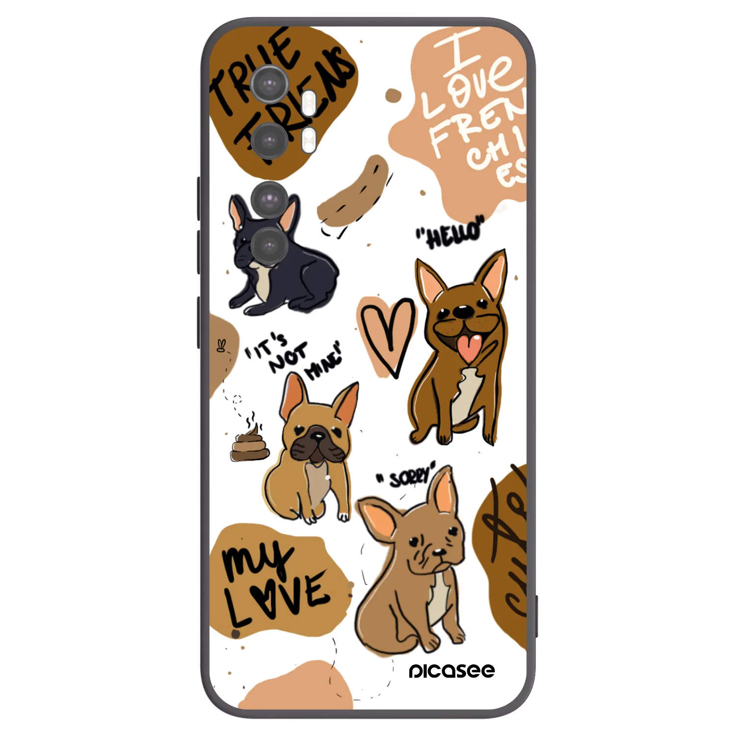 Picasee Μαύρη θήκη σιλικόνης για Xiaomi Mi Note 10 Lite - Frenchies