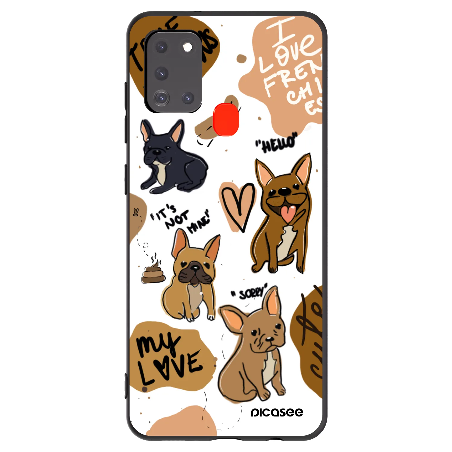 Picasee Μαύρη θήκη σιλικόνης για Samsung Galaxy A21s - Frenchies