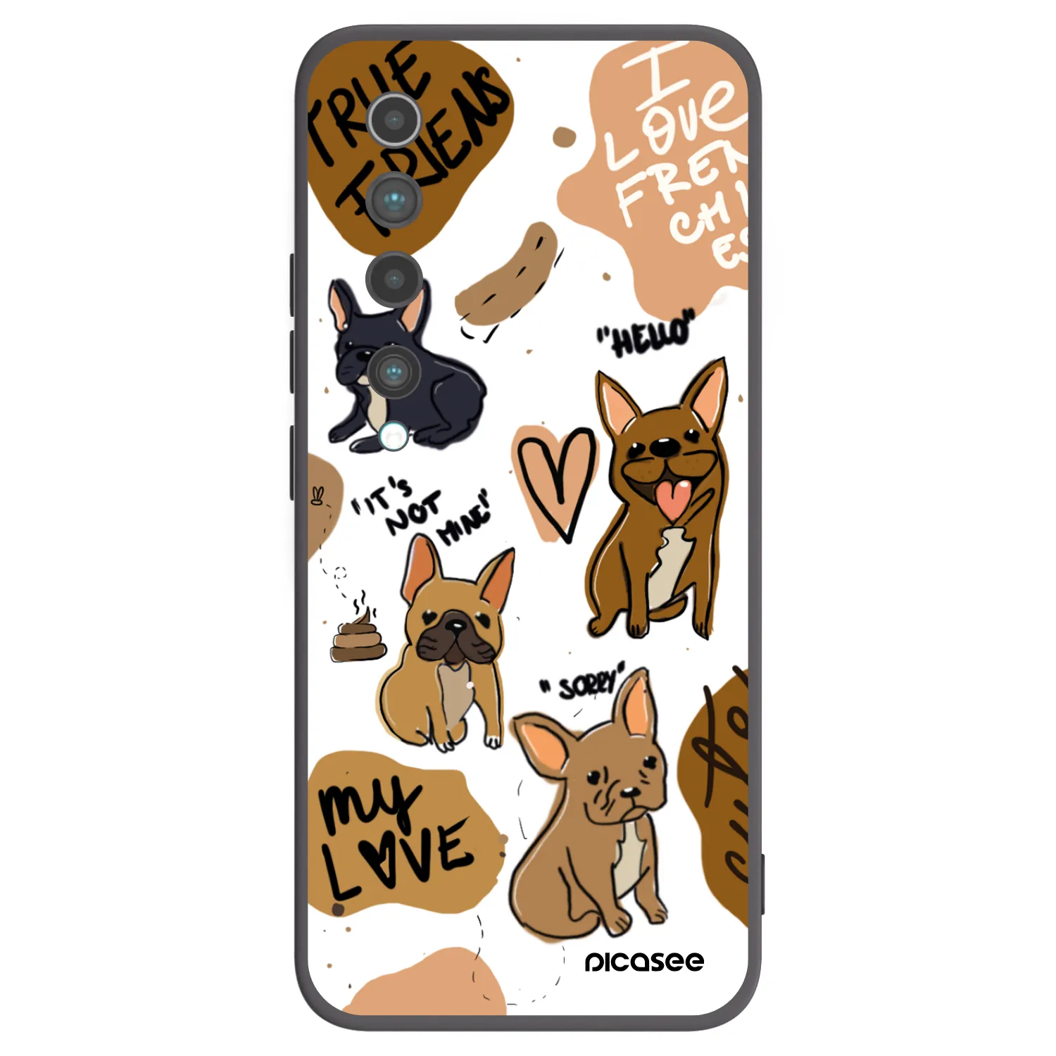 Picasee Μαύρη θήκη σιλικόνης για Xiaomi Mi 10 - Frenchies