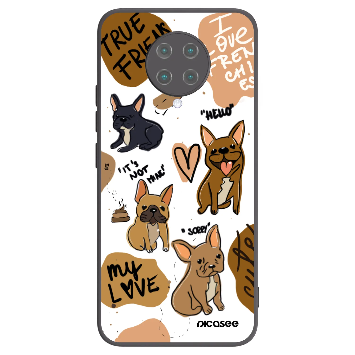 Picasee Μαύρη θήκη σιλικόνης για Xiaomi Poco F2 Pro - Frenchies