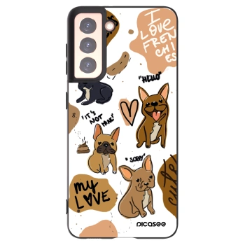 Picasee Μαύρη θήκη σιλικόνης για Samsung Galaxy S21 5G G991B - Frenchies
