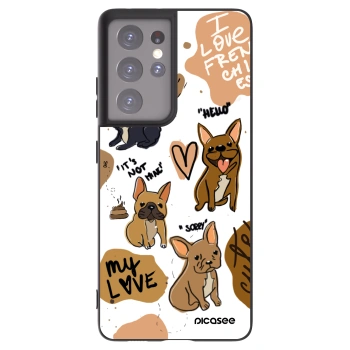 Picasee Μαύρη θήκη σιλικόνης για Samsung Galaxy S21 Ultra 5G G998B - Frenchies
