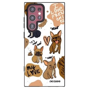 Picasee Μαύρη θήκη σιλικόνης για Samsung Galaxy S22 Ultra 5G - Frenchies