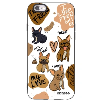 Picasee Μαύρη θήκη σιλικόνης για Apple iPhone 6/6S - Frenchies